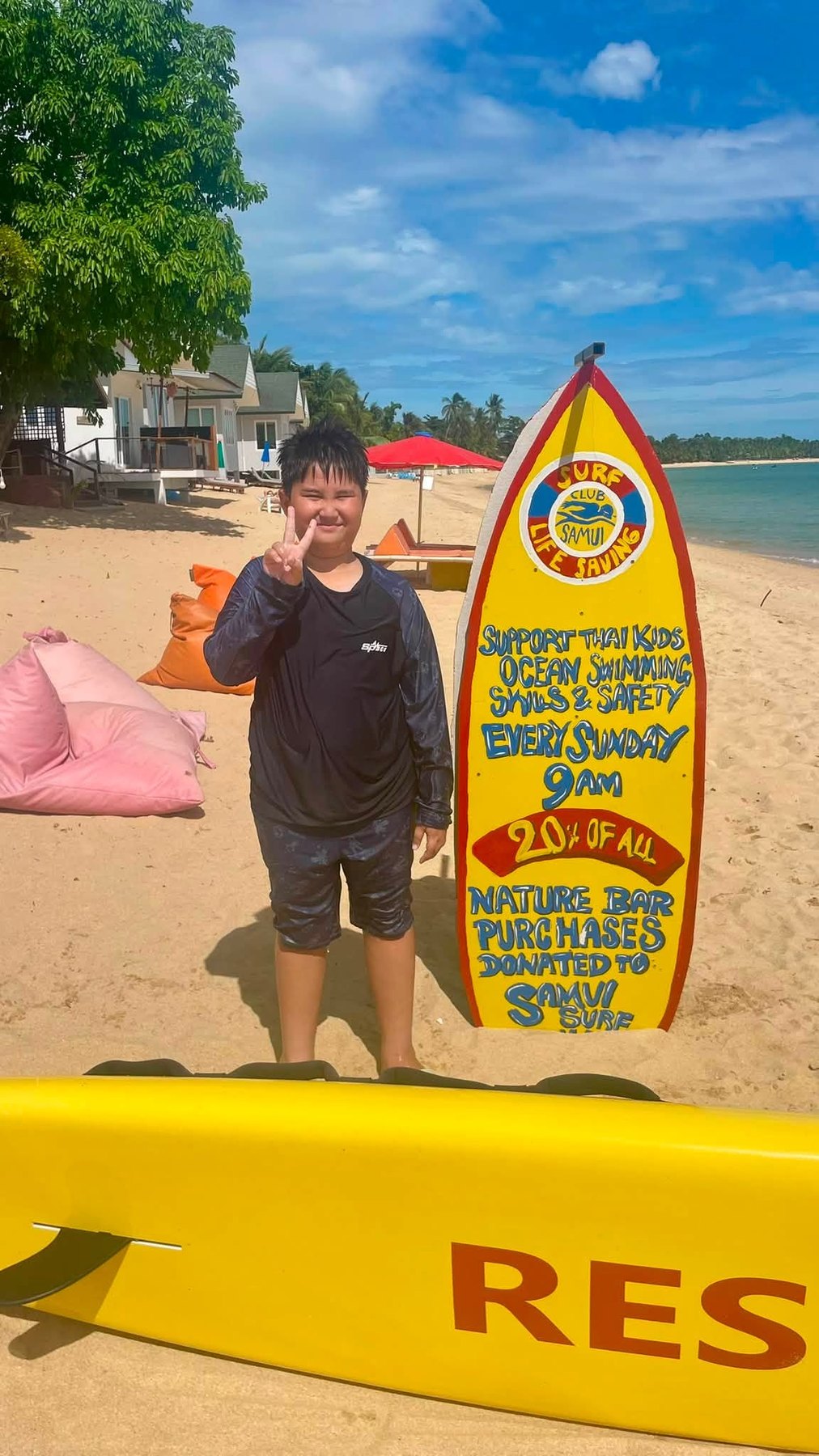 Surf Club child with the club rescue board