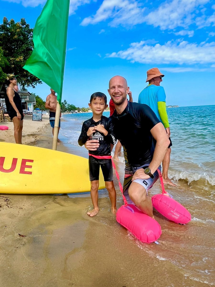 Aivan with his dad JJ at the Surf Club